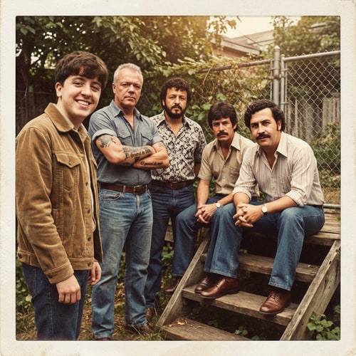 AI Design for haz que las personas esten juntas y que sea como en la misma epoca