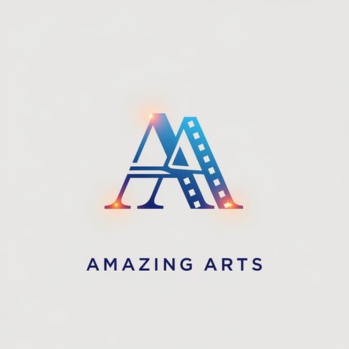 AI Design for Create a modern logo for a film production company called “Amazing Arts.”
The logo should refine and modernize an existing monogram of two serif “A” letters joined together.
The monogram should subtly resemble a film frame or cinema screen shape, symbolizing storytelling and production.
Use elegant modern serif typography for both the monogram and the brand name.
Apply a gradient blue base with orange cinematic glow accents, inspired by film lighting and studio spotlights.
Style should be minimal, cinematic, sophisticated, professional film studio branding.
The symbol should feel iconic but not overly abstract.
Clean vector logo, brand identity mockup.