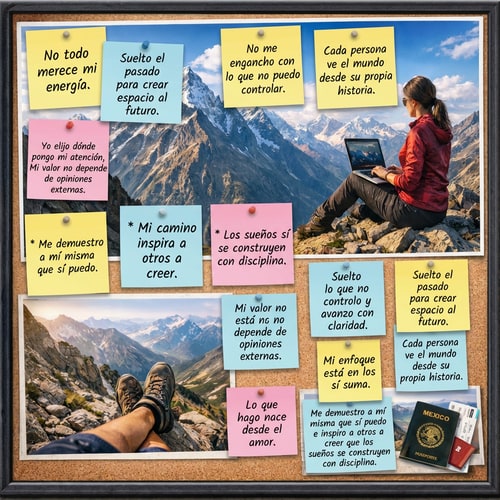 AI Design for LO QUE PUSE EN NEGRO QUITALO Y AÑADE LAS SIGUIENTES FRSES EN POSTIS : No todo merece mi energía.
Suelto el pasado para crear espacio al futuro.
No me engancho con lo que no puedo controlar.
Cada persona ve el mundo desde su propia historia.
Yo elijo dónde pongo mi atención, Mi valor no depende de opiniones externas., * Me demuestro a mí misma que sí puedo.
* Mi camino inspira a otros a creer.
* Los sueños sí se construyen con disciplina.Mi enfoque está en lo que sí suma.
Suelto lo que no controlo y avanzo con claridad.
Mi valor no depende de opiniones externas.Suelto el pasado para crear espacio al futuro.
Cada persona ve el mundo desde su propia historia.
Lo que hago nace desde el amor.
Me demuestro a mí misma que sí puedo
e inspiro a otros a creer que los sueños
se construyen con disciplina.