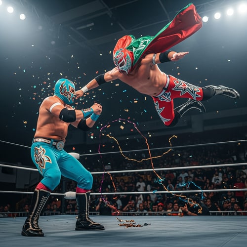 AI Design for crea una imagen SIN texto , en formato para redes, acerca de la lucha libre mexicana