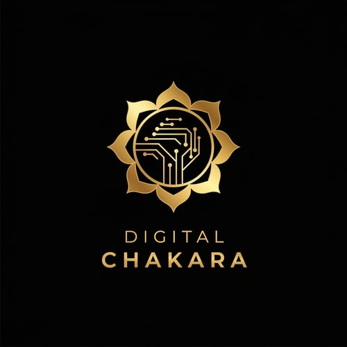 AI Design for Create a luxury, elegant logo for a premium digital agency named ‘Digital Chakara’. The design should include a sophisticated chakra symbol combined with modern digital aesthetics. Use gold and black color scheme, clean geometric design, minimal yet powerful. Premium typography, high-end branding, suitable for global clients.