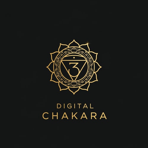 AI Design for Create a luxury, elegant logo for a premium digital agency named ‘Digital Chakara’. The design should include a sophisticated chakra symbol combined with modern digital aesthetics. Use gold and black color scheme, clean geometric design, minimal yet powerful. Premium typography, high-end branding, suitable for global clients.