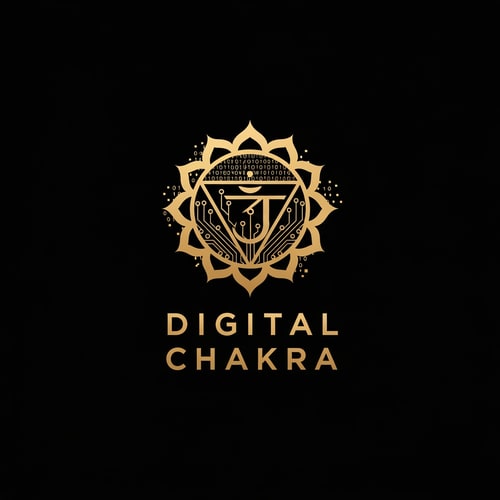 AI Design for Create a luxury and elegant logo for “Digital Chakara”. The logo should feature a golden chakra symbol combined with digital elements and subtle tech patterns. Use black and gold color palette. Modern typography with strong branding. Minimal, high-end, corporate, and premium feel. Suitable for global digital agency.