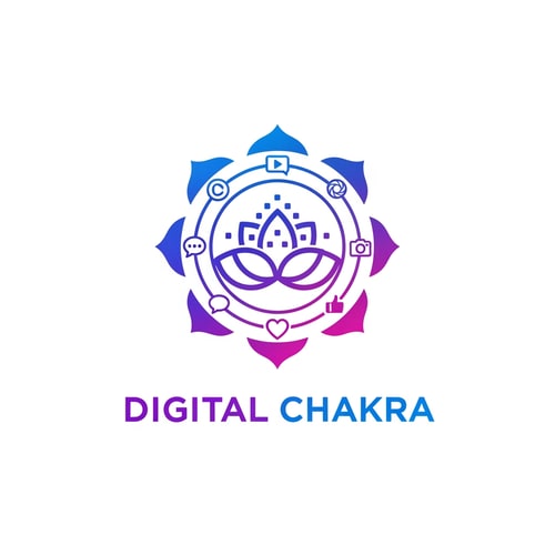AI Design for Design a trendy and unique logo for “Digital Chakara”, focused on social media, digital posts, and website growth. Include a modern chakra with pixel, digital network, and content creation symbols. Use fresh modern colors like gradient purple, blue, and pink. Clean and eye-catching for Instagram and reels branding.