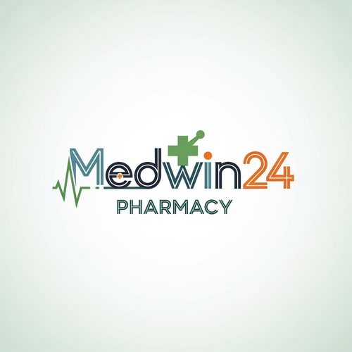 AI Design for medwin24 pharmacy logo a unique style only text not use text