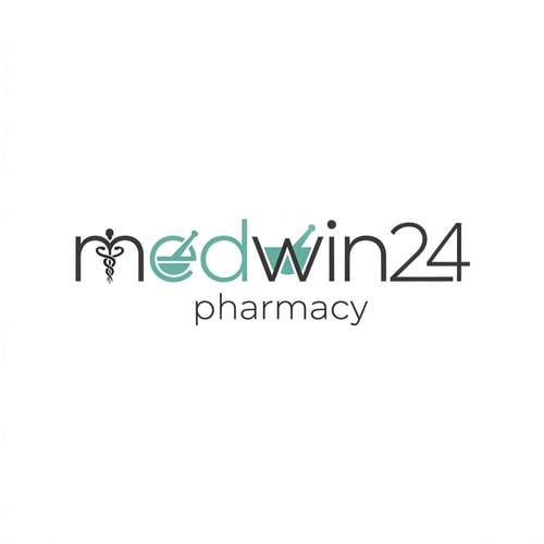 AI Design for medwin24 pharmacy logo a unique style only text not use tect