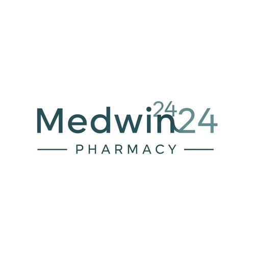 AI Design for medwin24 pharmacy logo a unique style only text not use tect
