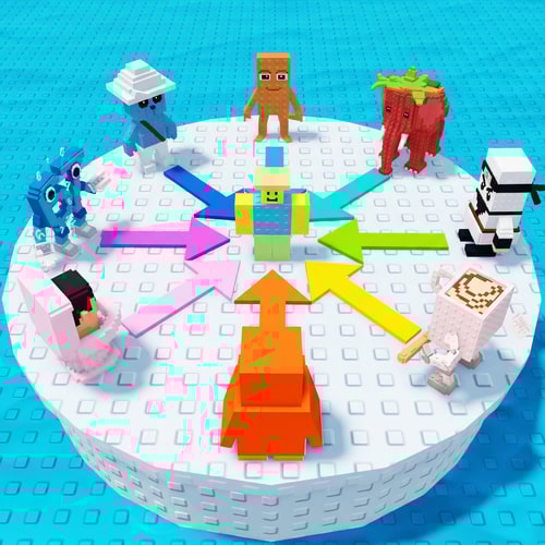 AI Design for replace these penguins with these characters, ensure the characters are sized down and positioned 1:1 with how the penguins are currently facing, ensure there are no duplicate characters used or warped appearances, shrink them down to make them fit as how the penguins currently fit