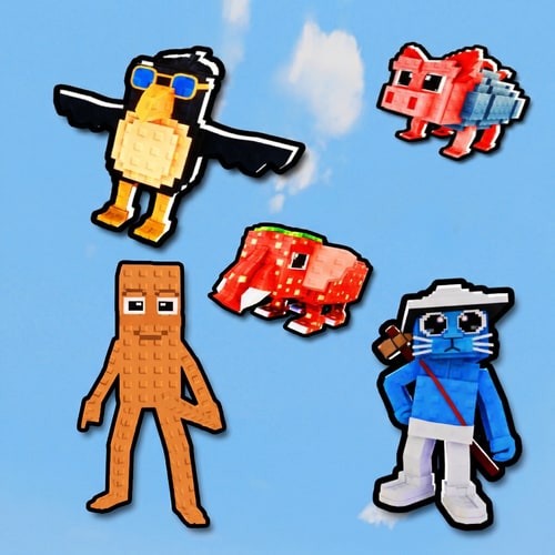 AI Design for look at these characters, make this character in the same EXACT STYLE as these reference photos ensure the character is facing and is sized and is bolded like the rest of these characters to ensure it fits in