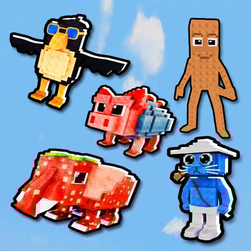 AI Design for look at these characters, make this character in the same EXACT STYLE as these reference photos ensure the character is facing and is sized and is bolded like the rest of these characters to ensure it fits in