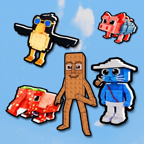 AI Design for look at these characters, make this character in the same EXACT STYLE as these reference photos ensure the character is facing and is sized and is bolded like the rest of these characters to ensure it fits in