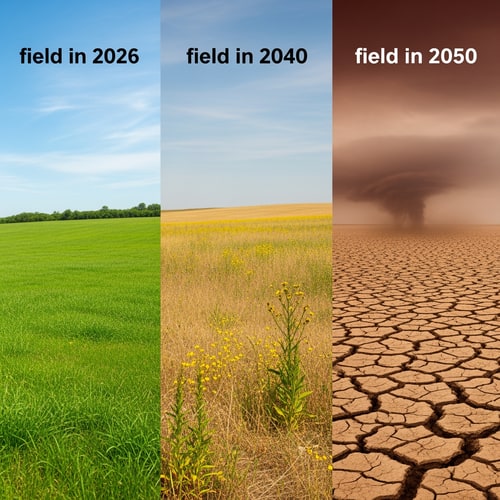 AI Design for i want  the  text  in the first field to be : "field in 2026", the second fild shoud be: "field in 2040" and the fird should be: "fieldin 2050"