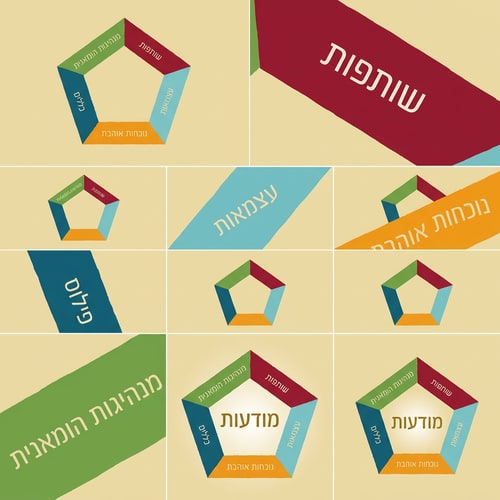 AI Design for אני רוצה לייצר סירטון של לוגו המחומש מסתובב ומציג כל עיקרון בזום אין (כל צלע של  המחומש נכנסת לזום אין בנפרד, והוא מסתובב) כאשר הוא מסיים במרכז, שיהיה כתוב בו מודעות