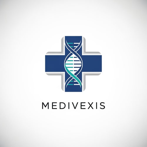 AI Design for Design a premium and trustworthy logo for a healthcare brand named “Medivexis.” The logo should convey medical expertise, safety, trust, and innovation. Create a minimal modern symbol combining a medical cross and a DNA helix, representing advanced healthcare and science. Use clean geometric shapes and balanced symmetry to give a professional hospital-grade identity. Color palette should include deep medical blue, teal, and subtle silver accents to express reliability and premium quality. Typography should be modern sans-serif, elegant and readable, similar to professional healthcare brands. Style should be flat vector, minimal, high-end, corporate healthcare branding, white or soft gradient background, ultra clean, scalable, 4K resolution.