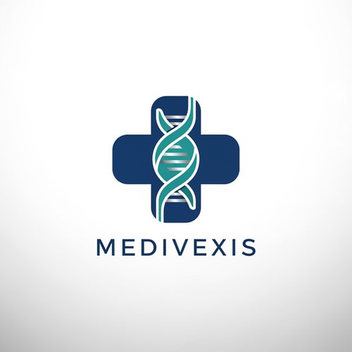 AI Design for Design a premium and trustworthy logo for a healthcare brand named “Medivexis.” The logo should convey medical expertise, safety, trust, and innovation. Create a minimal modern symbol combining a medical cross and a DNA helix, representing advanced healthcare and science. Use clean geometric shapes and balanced symmetry to give a professional hospital-grade identity. Color palette should include deep medical blue, teal, and subtle silver accents to express reliability and premium quality. Typography should be modern sans-serif, elegant and readable, similar to professional healthcare brands. Style should be flat vector, minimal, high-end, corporate healthcare branding, white or soft gradient background, ultra clean, scalable, 4K resolution.