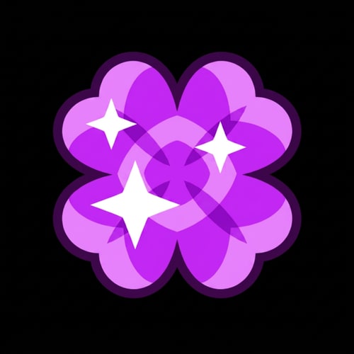 AI Design for replace the yellow clover with this purple clover DO NOT ALTER THE DESIGN ENSURE THAT THE PURPLE CLOVER SIZES UP TO MATCH THE YELLOW CLOVERS SIZE 1:1