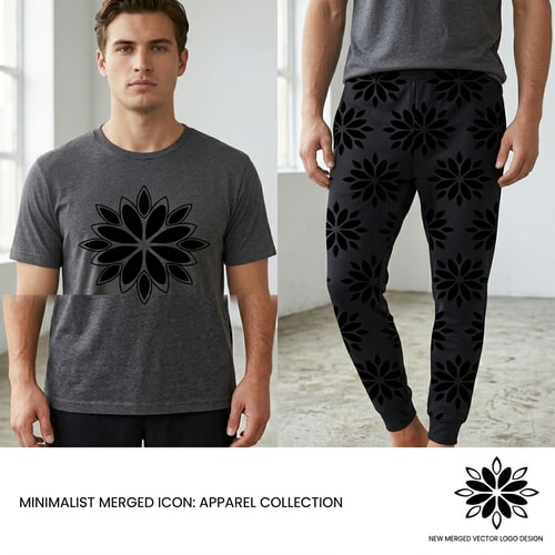 AI Design for Seamlessly blend and merge Use photos to create a new picture style is Minimalism vector or icon to be used as logo put onto leggings and tshirts