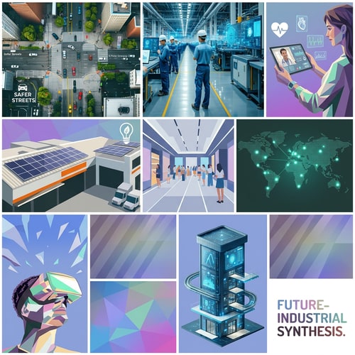 AI Design for an image per refference resembles this but with the styles in. the demo preset

The attached image represents the overall artistic style and aesthetic. Use it as a reference for visual consistency and design language. Do not replicate these images directly, but capture the general artistic direction and style.

General color scheme includes: #8ca0dc, #dcdbdb, #a86fce, #1d3a38, #80ffc8