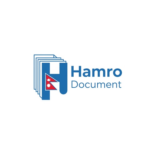 AI Design for so i want to make a logo for my saas project called hamro document so basically this saas function is to make easy access for nepali government paper so make sample as you like in blue and white color