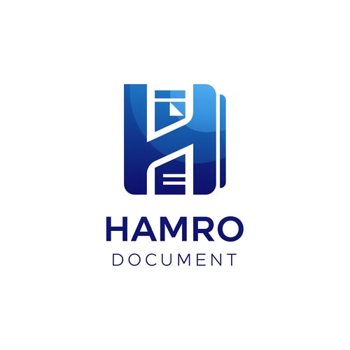 AI Design for so i want to make a logo for my saas project called hamro document so basically this saas function is to make easy access for nepali government paper so make sample as you like in blue and white color