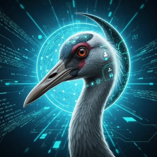 AI Design for crescent crane head with social network design AI