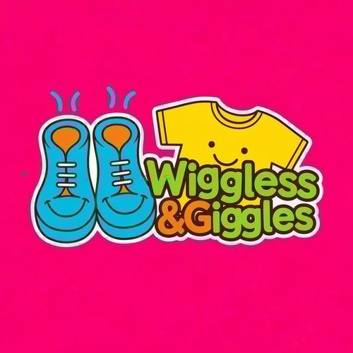 AI Design for Create Colorful Logo for a Thrift shop that sells baby Clothes Name of the shop is Wiggles&Giggles