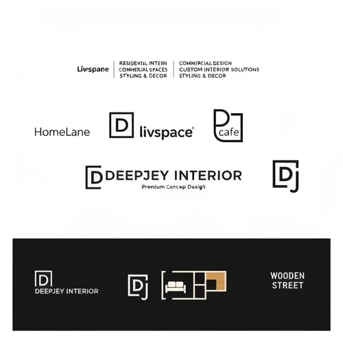 AI Design for Design a premium, modern, and minimalistic logo for an interior design company named "DEEPJEY INTERIOR".

The company specializes in:
- Residential Interior Design
- Commercial Spaces
- Custom Interior Solutions
- Styling & Decor

Reference Brand Inspiration:
Take inspiration from the logo styles and branding of leading interior platforms such as:
- HomeLane (clean, bold, minimal typography)
- Livspace (modern, rounded, friendly yet professional look)
- Design Cafe (simple, geometric, structured design feel)
- Houzz (strong, recognizable, minimal icon-based branding)
- Wooden Street (combination of furniture + interior identity)

Logo Style Requirements:
- Clean, minimal, and professional design
- Strong brand identity with a modern architectural feel
- Primarily text-based logo with a subtle icon
- Balanced between creativity and corporate professionalism

Icon Concept Ideas (keep it simple and meaningful):
- Abstract house / room structure
- Floor plan or grid-based geometric layout
- Interior elements (sofa, wall frame, modular shapes)
- Monogram-based icon using "D", "DI", or "DJ" integrated into spatial design
- Use negative space creatively to represent interiors or rooms

Design Feel:
- Premium, elegant, and trustworthy
- Modern architectural and spatial design vibe
- Suitable for both high-end and mid-range clients
- Clean and visually balanced (not flashy or cluttered)

Color Palette:
- Primary: Black, Dark Grey, or Deep Blue
- Accent: Gold, Beige, or warm wood tones
- Optional: White background for clean presentation

Typography:
- Modern sans-serif font
- Slightly bold, clean, and highly readable
- Well-spaced letters for a premium feel
- Avoid decorative or script fonts

Layout Variations:
- Horizontal (icon + text)
- Vertical (icon above text)
- Monogram version (DI or DJ symbol only)

Additional Guidelines:
- Minimalistic and scalable design
- Works across website, mobile, social media, visiting cards, and hoardings
- Avoid gradients, overly complex shapes, or excessive details
- Focus on geometric balance and negative space

Mood Keywords:
Modern, Minimal, Elegant, Architectural, Spatial, Premium, Clean, Smart, Structured Design

Deliverables:
- Full logo (icon + text)
- Icon-only version
- Black & white version
- Transparent background version