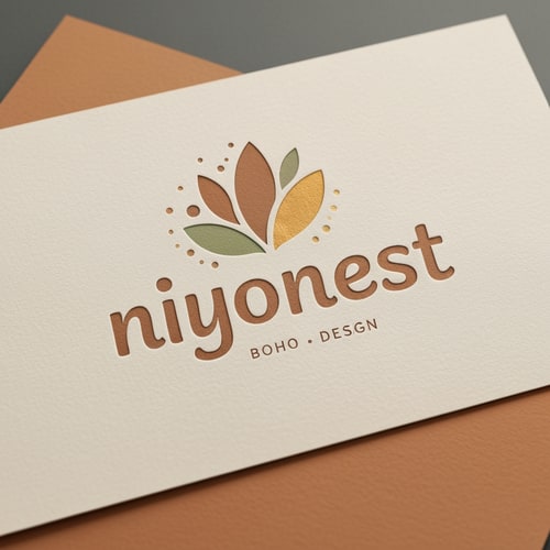 AI Design for create company name and logo for "niyonest" boho style