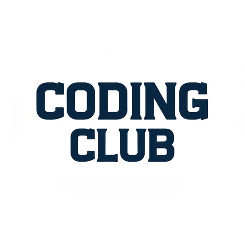 AI Design for i need a logo type which coding club written on it 
it shld be bold strong 
like how text will be there on varsity jackets