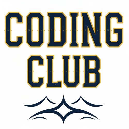 AI Design for i need a logo type which coding club written on it 
it shld be bold strong 
like how text will be there on varsity jackets