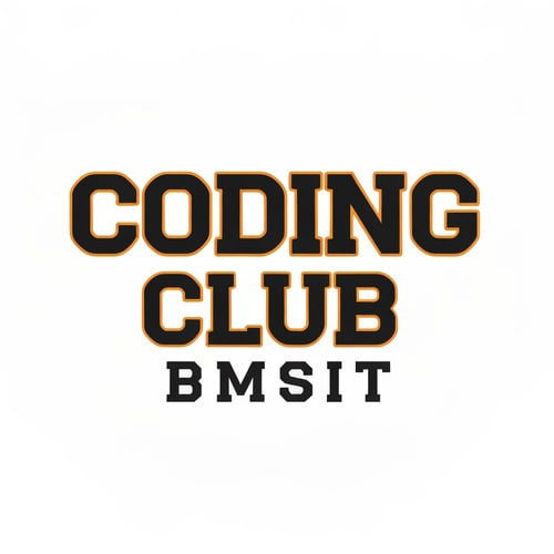 AI Design for i need a logo type which coding club written on it
below tht BMSIT 
it shld be bold strong 
like how text will be there on varsity jackets