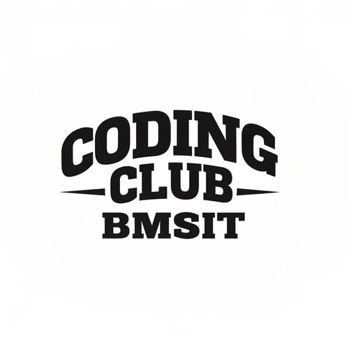AI Design for i need a logo type which coding club written on it
below tht BMSIT 
the letters shld lil bit curve like upside down u
it shld be bold strong 
like how text will be there on varsity jackets