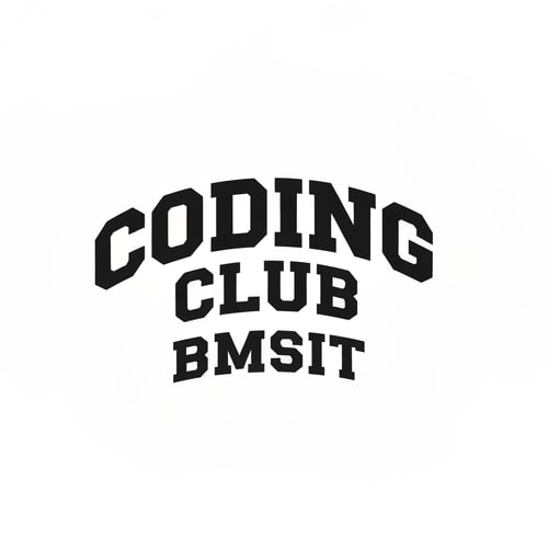 AI Design for i need a logo type which coding club written on it
below tht BMSIT 
the letters shld lil bit curve like upside down u
it shld be bold strong 
like how text will be there on varsity jackets
