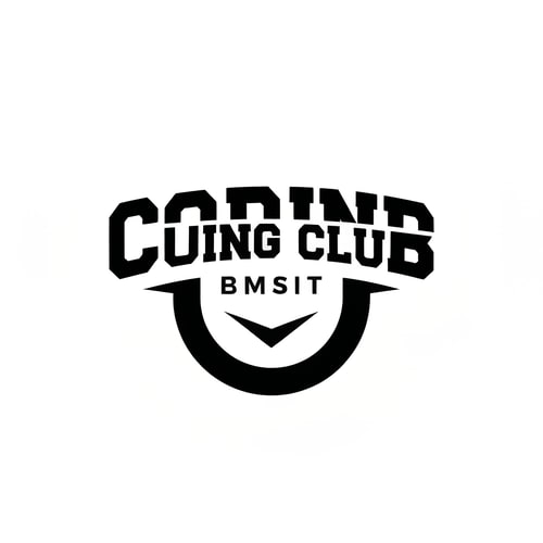 AI Design for i need a logo type which coding club written on it
below tht BMSIT 
a lil bit curve like upside down u
it shld be bold strong 
like how text will be there on varsity jackets