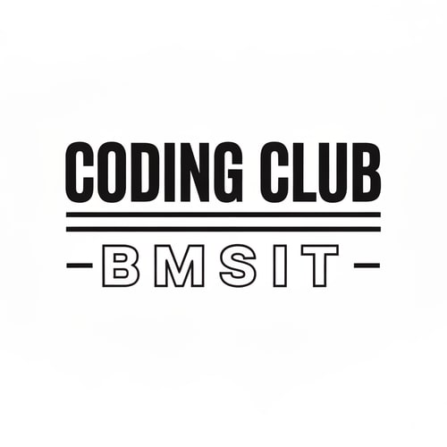 AI Design for i need a logo type which coding club written on it
below tht BMSIT 
it shld be bold strong 
like how text will be there on varsity jackets