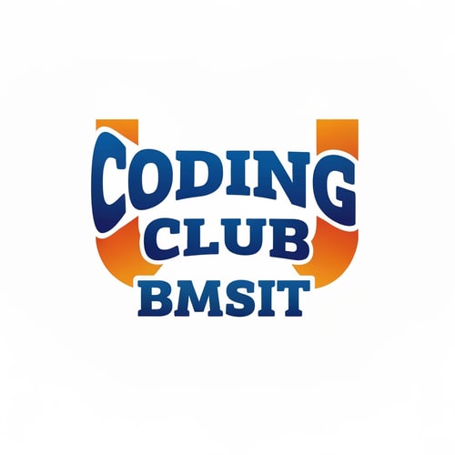 AI Design for i need a logo type which coding club written on it
below tht BMSIT 
the letters shld lil bit curve like upside down u
it shld be bold strong 
like how text will be there on varsity jackets