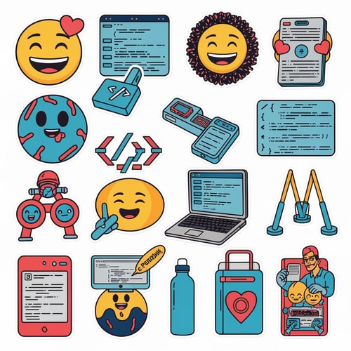 AI Design for coding related stickers unique fun catchy