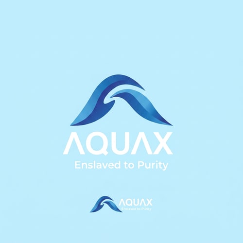 AI Design for can u write "AQUAX" in plsce of "AQUA" and in white colorAND "Enslaved to Purity" in place of "Slogan here" and 2nd picture shoulb be usde as a background color