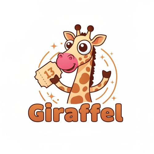 AI Design for A crafty fun logo for a live raffle app called Giraffel