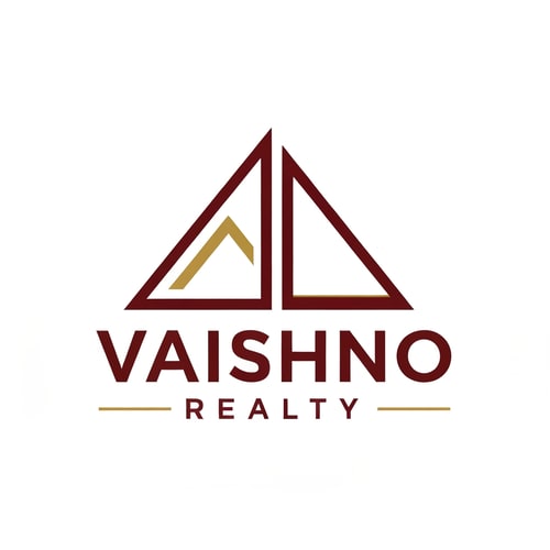 AI Design for Design a premium, minimal logo for a real estate company named "Vaishno Realty".
The logo should feature a strong, geometric symbol inspired by mountain peaks or an abstract upward triangle, subtly referencing the Vaishno Devi hills without using any religious icons or literal temple imagery.
Style should be modern, clean, and corporate, suitable for a high-end real estate brand handling luxury and commercial properties. The symbol must convey stability, growth, trust, and long-term investment value.
Use a deep maroon or rich red as the primary color with elegant gold accents. The typography should be bold, uppercase, sans-serif, with "VAISHNO" more prominent and "REALTY" smaller and spaced out.
Ensure the logo works in horizontal layout (symbol + text) and the symbol can stand alone for signage and branding. Avoid overly decorative elements, thin lines, or gradients. Focus on sharp edges, symmetry, and strong visual balance.
Background should be white or dark for contrast. Make it look like a professional real estate brand, not a religious or traditional organization.