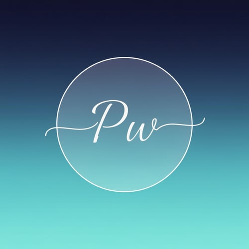AI Design for PW, script text, put in circle