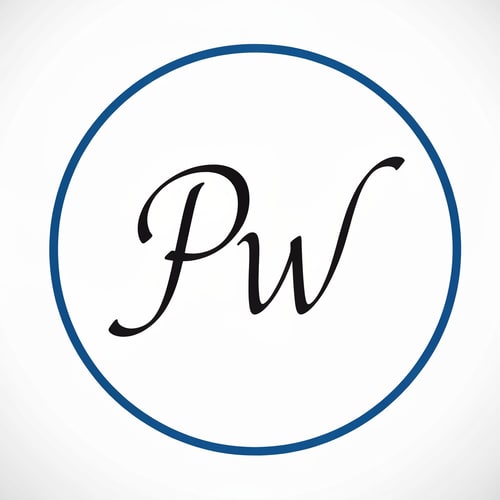 AI Design for PW, script text, put in circle