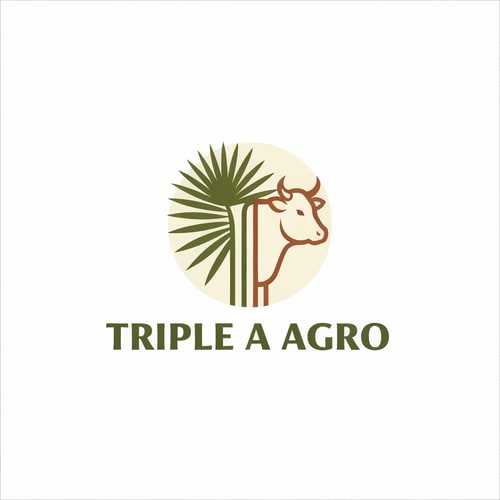AI Design for An organic emblem logo for an agribusiness named "Triple A Agro". The design features intertwined elements of nature: a lush palm leaf, a dignified dual-purpose cow profile, symbolizing future growth. The design must convey sustainability and environmental care. Earthy and natural color palette: olive green, terracotta brown, and cream. Vintage modern style, vector illustration, white background.
Role: Act as a world-class Brand Identity Designer and expert SVG Developer.
Task: Create a clean, modern, and highly scalable SVG logo for an agribusiness named "Triple A Agro".
Design Concept: The logo must be an "organic emblem" that smartly and minimally integrates three key elements using clean vector paths:
1. A lush palm leaf (Agriculture/Palm)
2. A dignified, minimalist dual-purpose cow profile (Cattle ranching)
3. Future growth
Vibe & Style: Vintage modern, highly corporate but connected to the earth. It must convey sustainability and environmental care. The design should rely on clever negative space and geometric harmony.
Typography: Include the text "TRIPLE A AGRO" in a strong, legible, sans-serif or elegant serif font integrated into or below the emblem.
Color Palette (Crucial for interior design matching): Use exactly these HEX codes to create a cohesive earthy palette:
* Deep Olive Green: `#4A5D23` (For the palm/sustainability)
* Terracotta Brown: `#A0522D` (For the earth/cacao)
* Cream/Ivory background or accents: `#F5F5DC`
Technical Requirements:
* Output ONLY valid, raw `<svg>` code.
* Do not include markdown formatting like `xml or `svg outside the code, just the `<svg>` tag to the `</svg>` tag.
* Ensure the `viewBox` is properly set (e.g., `viewBox="0 0 500 500"`).
* Use clean `<path>`, `<circle>`, and `<polygon>` elements. Avoid overly complex overlapping that ruins transparency.
* Ensure the code is responsive and well-commented so a human designer can easily edit it later.