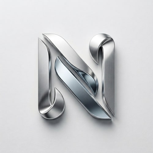 AI Design for Create a logo for my name NERVIN. But only show N Letter only. Make a professional logo of N . Can you change the colour combination as silver . Give professional silver logo look for this logo