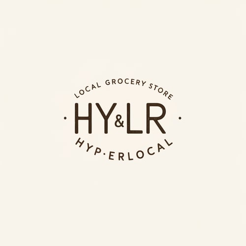 AI Design for HYPERLOCAL logo a grocery item store small logo,do not keep it whole name only letters