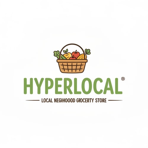 AI Design for HYPERLOCAL logo a grocery item store small logo
