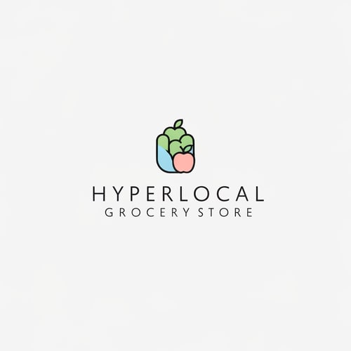 AI Design for HYPERLOCAL logo a grocery item store small logo,do not keep it whole name only letters