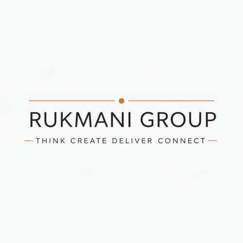 AI Design for Make a logo for name RUKMANI GROUP and it's tagline is THINK CREATE DELIVER CONNECT . Make logo with minimal design philosophy