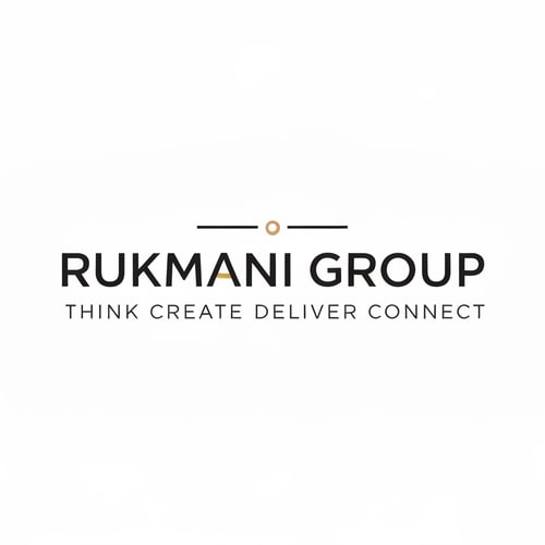AI Design for Make a logo for name RUKMANI GROUP and it's tagline is THINK CREATE DELIVER CONNECT . Make logo with minimal design philosophy