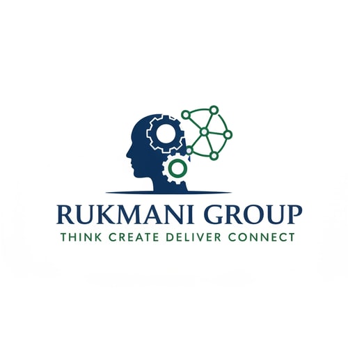 AI Design for Make a logo for name RUKMANI GROUP and it's tagline is THINK CREATE DELIVER CONNECT
